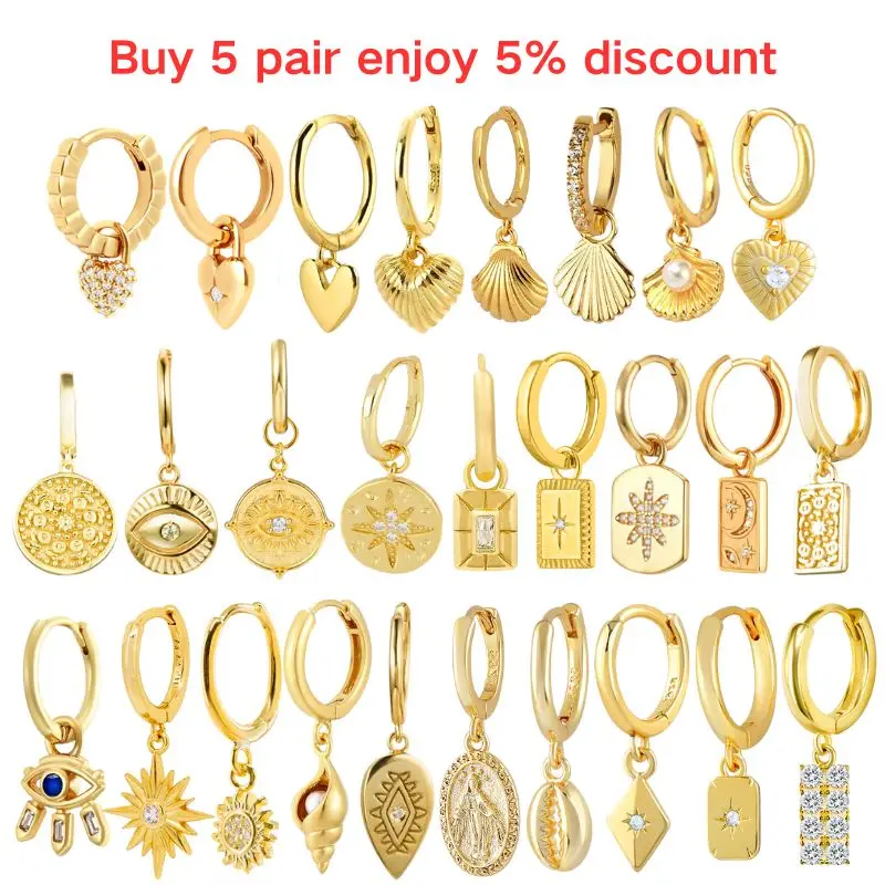 YUXINTOME 925 Silver Ear Needle Zircon Hoop gold Earrings For Women Square Plate Pendant Cutout Heart Earrings Fashion Jewelry