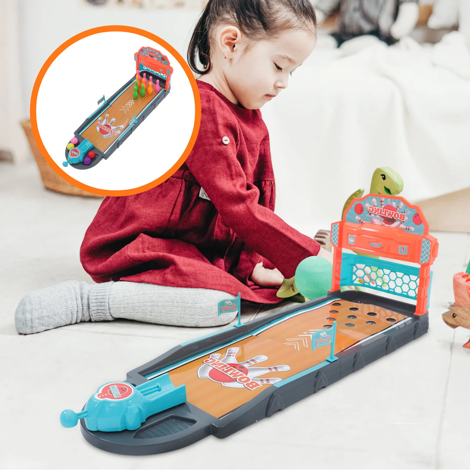 

1Set Plastic Bowling Game for Kids Indoor Strengthen Hand Eye Coordination Tabletop Bowling Set Recreational Sports Playtime