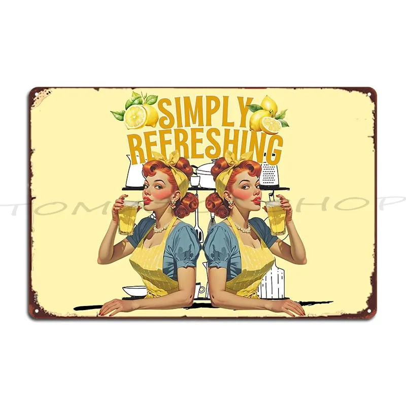 Simply Refreshing Retro Pin-Up Twin Sisters Metal Plaque Poster Mural Garage Retro Garage Designing  Tin Sign Poster