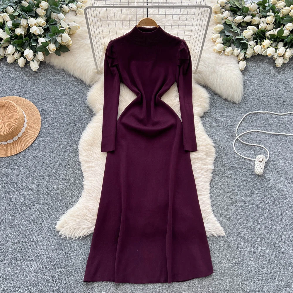 Chic vintage manica a sbuffo maglia sottile elegante fata moda coreana Boho vestito estivo abbigliamento donna