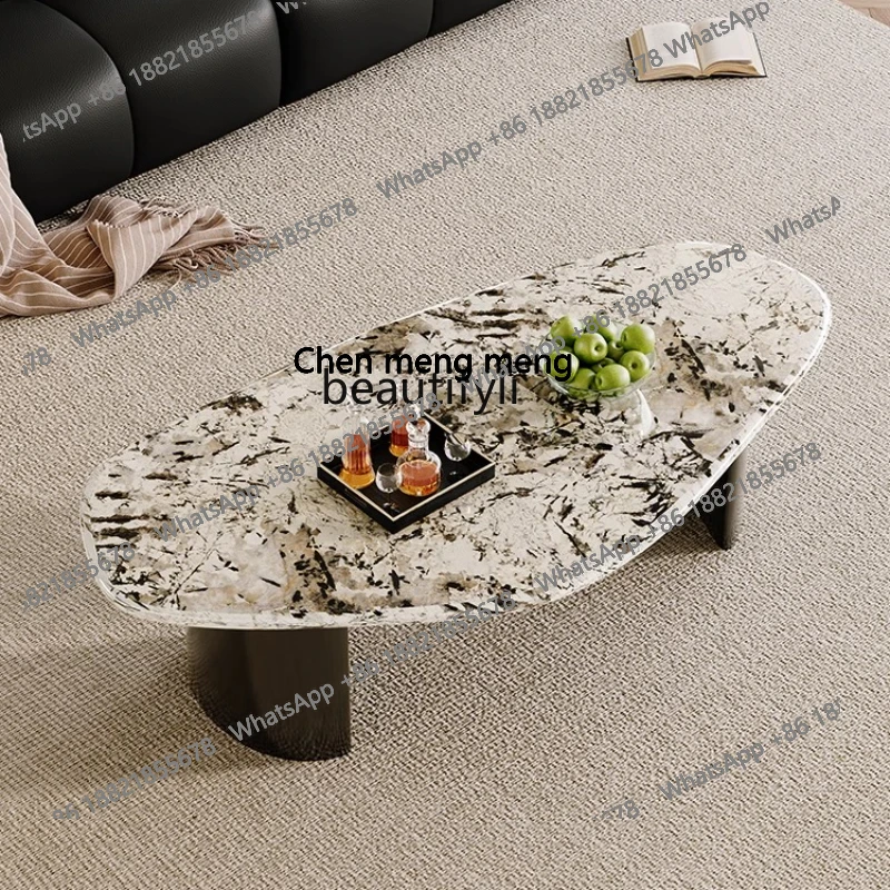 

Light luxury living room, luxury stone coffee table home designer creative irregular special-shaped suspended coffee table H H
