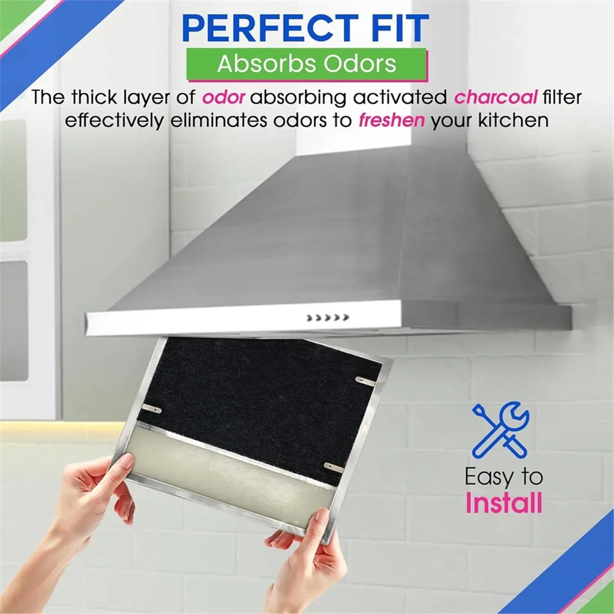 3pcs Range Hood Charcoal Filter 7.75x10.5in - for and BP58 for 43000 Series Range Hoods, Range Hood Filter