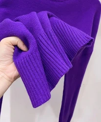 Maglione dolcevita viola invernale da donna sciolto confortevole stile sportivo caldo top