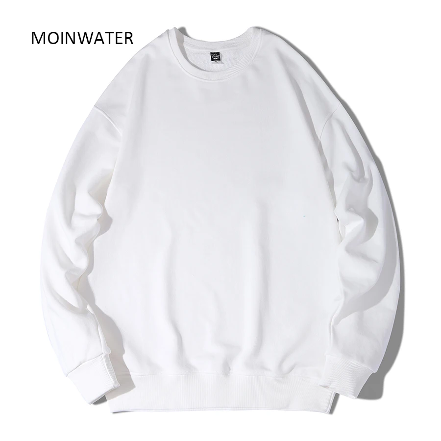 MOINWATER New Women Cotton Terry Sweatshirts Female Light Blue Hoodies Lady Casual Long Sleeve Tops for Spring Autumn MH2202