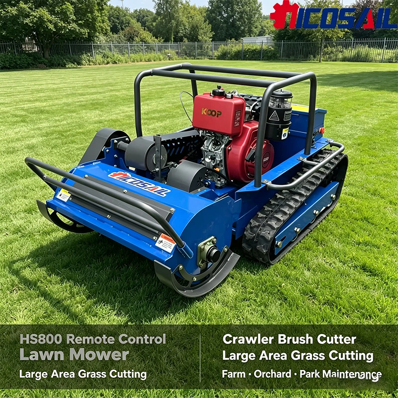 HS800 Remote Control Lawn Mower Crawler Type Brush Cutter Machine for Large Area Grass Cutting Farm Orchard Park Maintenance