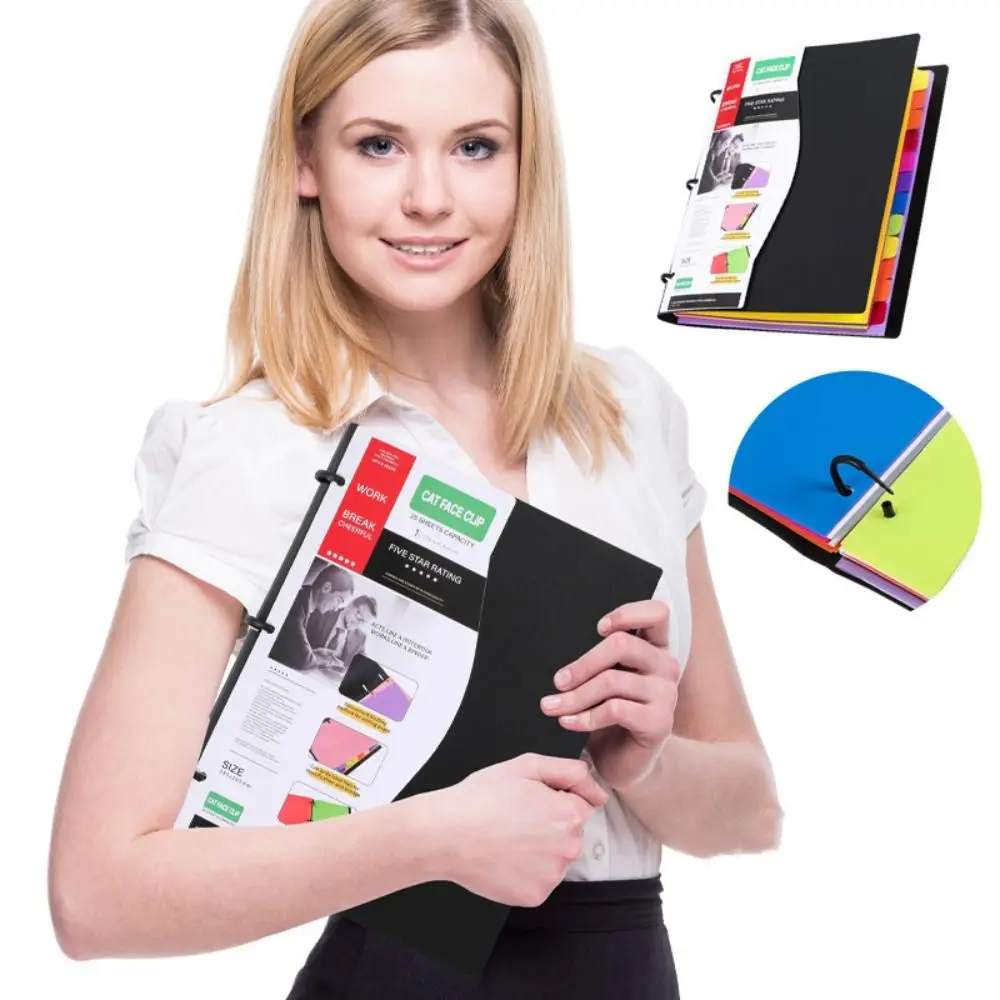 3 Ring Loose-leaf File Folder Thickened Waterproof Loose Leaf Document Folder Dustproof Portable Notebook Binder Home Use