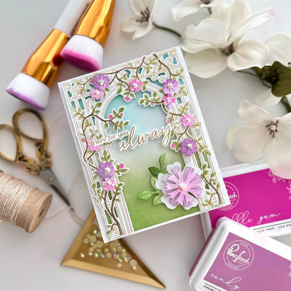 Fancy Frames 2024 new Metal Cutting Dies pink Stamp Stencils Hot Foil DIY Scrapbook fresh Craft Card Making Decor Embossing Mold