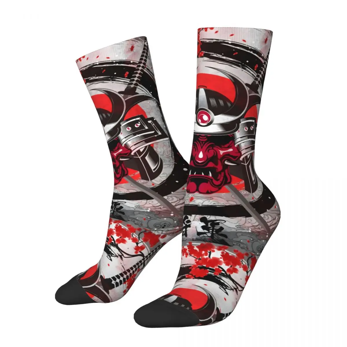 Janpanese Samurai Socks Shopping 3D Print Boy Mid-calf Sock