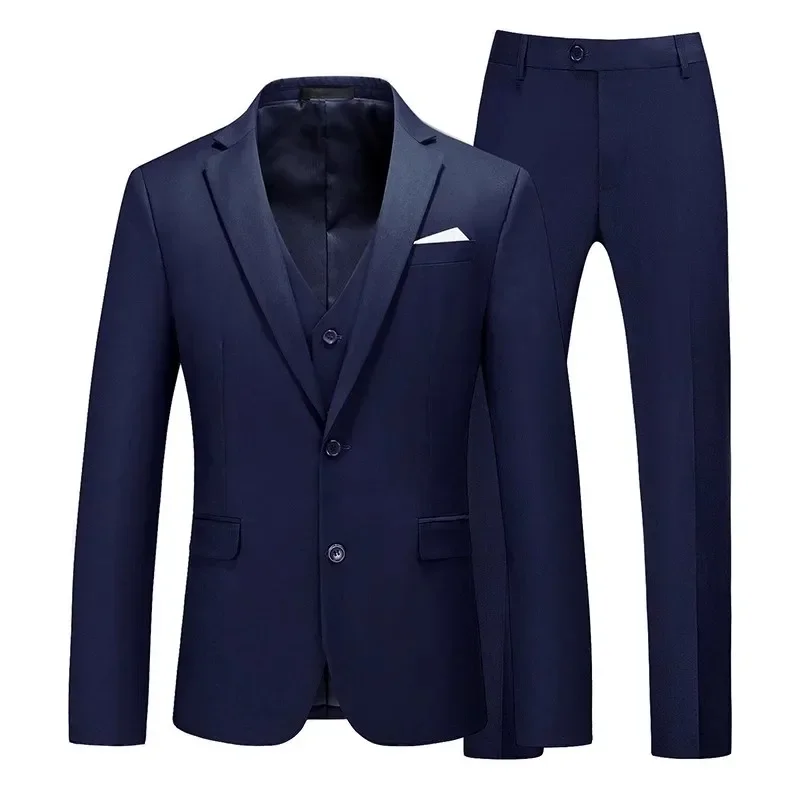 best wedding Groom\'s Wedding Dress three-piece suit Male Party Tuxedo (Jackets+Vest+Pants) Men\'s High Quality Business Blazers