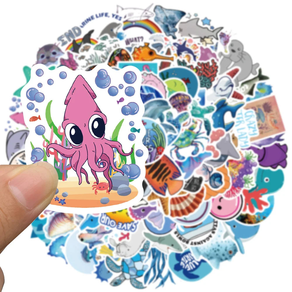 10/50/100Pcs Leuke Cartoon Mariene Organismen Graffiti Stickers Kids Speelgoed Voor Laptop Gitaar Water Fles Fiets auto Waterdichte Sticker