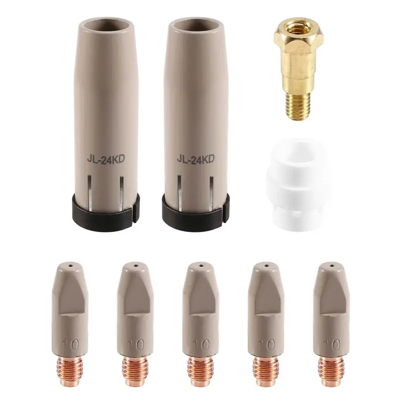 

N96R 9Pcs 24KD Coating Protection Nozzle 1.0Mm MIG Torch Gas Nozzle Tip Holder Of 24KD MIGMAG Welding Torch