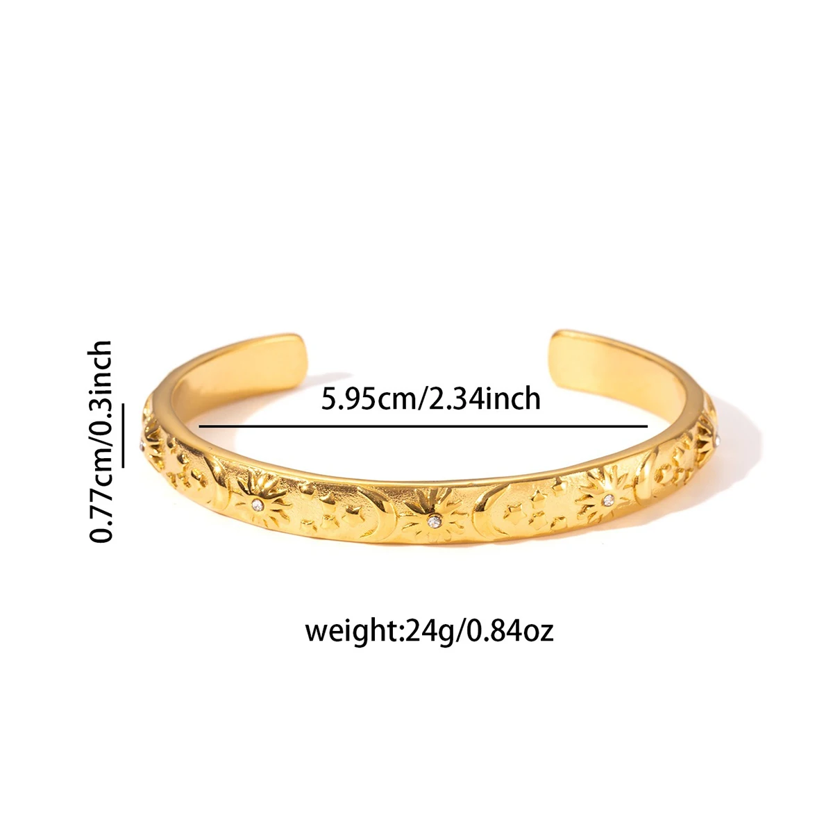 Moon Star Sun Bangle Bracelet Gold Sliver Stylish Metal Open Wrist Vintage Fashion Party Jewelry Gift for Women image 6