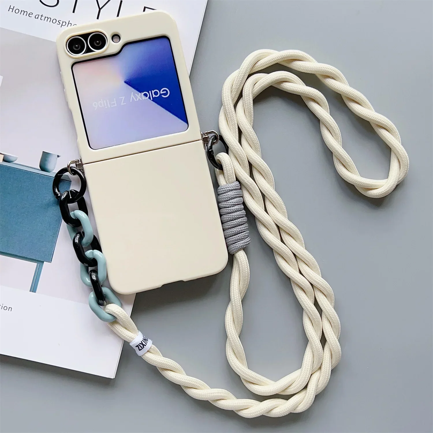 Candy Solid Schutzhülle mit Umhängeband, schlanke Handyhülle für Samsung Galaxy Z Flip 8 7 4 5 6 Flip6 Flip7, niedliche Hülle – Detail 3