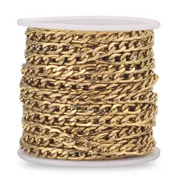 1M larghezza 3 5 7mm acciaio inossidabile placcato oro cordolo catena piatta rotolo NK 1:3 catene cubane per collana fai da te gioielli che fanno forniture