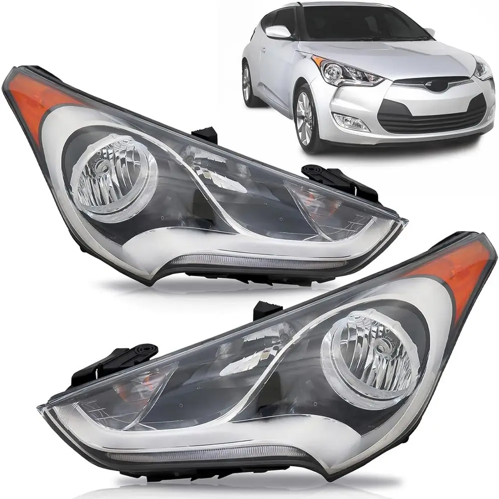 

Комплект фар, совместимый с Veloster 2012-2017, многорефлекторный тип, в комплекте с лампами, левая и правая стороны