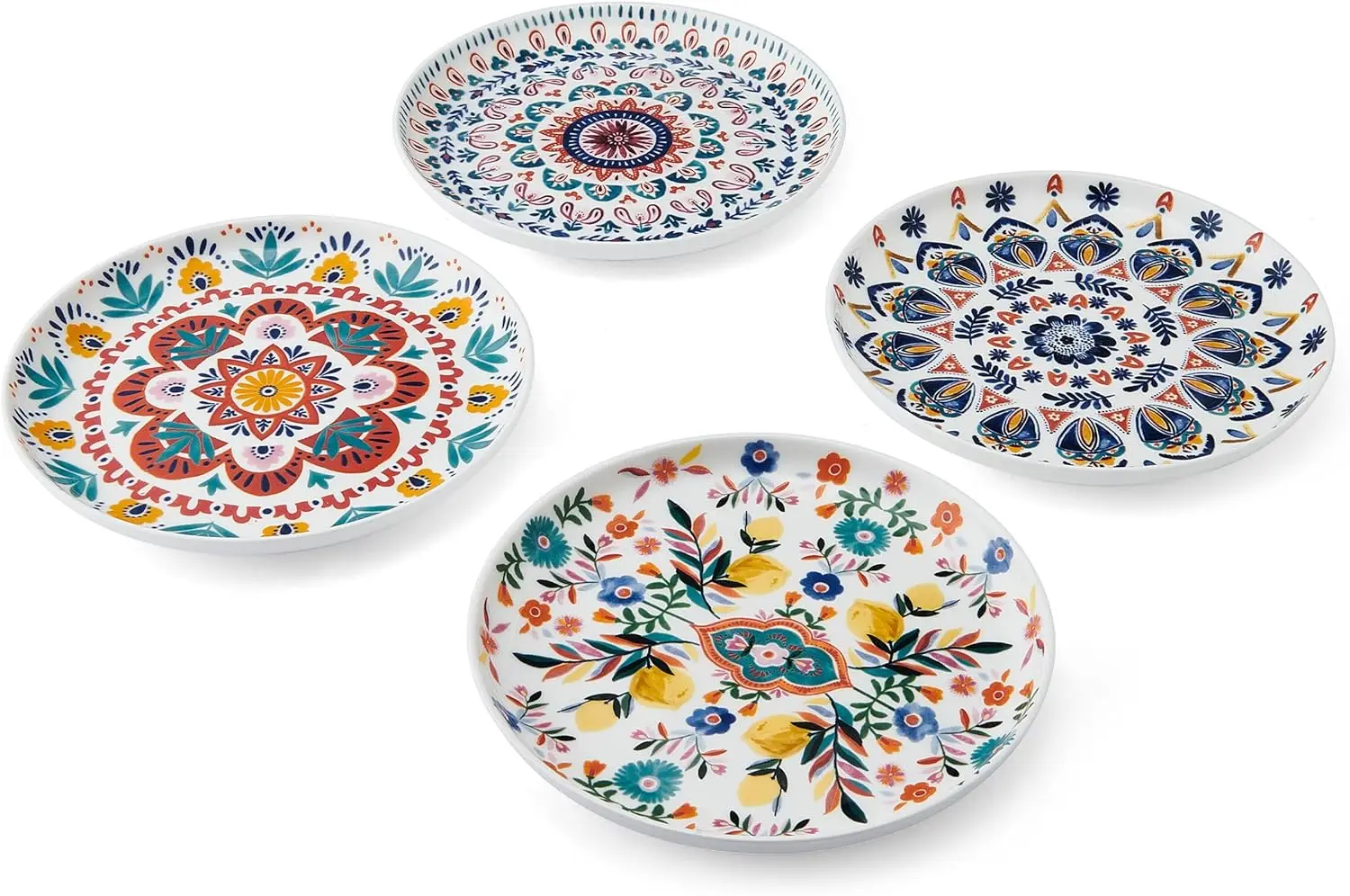 

Painted Medallion Set of 4 Bone China Appetizer Plates, 6 Inch