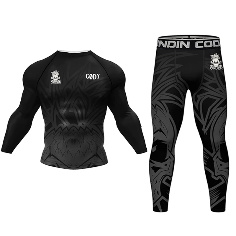 Men Sport MMA Rashguard Jiu Jitsu Jerseys+Pants MMA T Shirt +Shorts BJJ Boxing 4Pcs/Set Gym Rash Guard Fightwear Sportsuit Boxeo