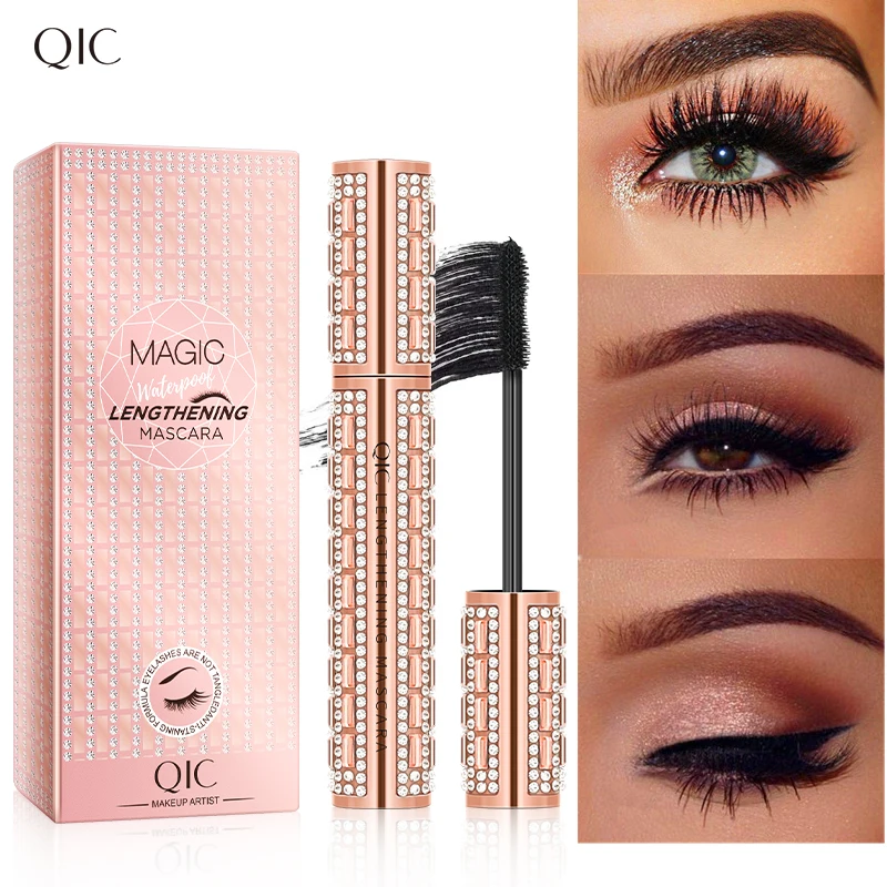 Mascara di lusso impermeabile con ricciolo Super lungo, estensione spessa e drammatica a prova di sbavature ciglia Elongate trucco