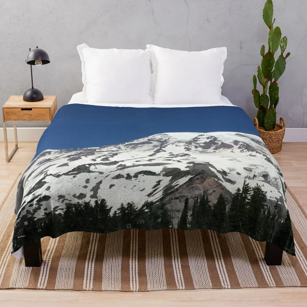 

Mt. Rainier Throw Blanket Cozy Light Blanket for Travel Camping Picnic