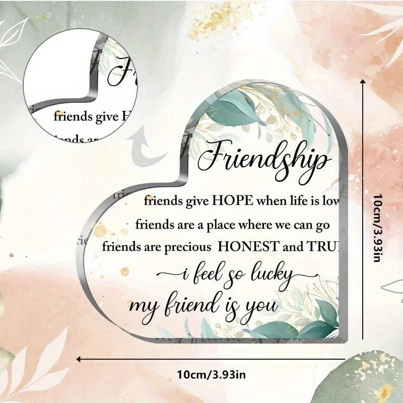 ديكور سطح المكتب للصداقة من الأكريليك على شكل قلب ثنائي الأبعاد - أمل أن تحية الصداقة والهدايا للأصدقاء والأخوات