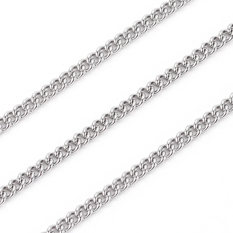 10m/roll 2x2x1mm Thin 304 Stainless Steel Curb Chains Twisted Link Chain Welded for Jewelry Making DIY Bracelet Accessories