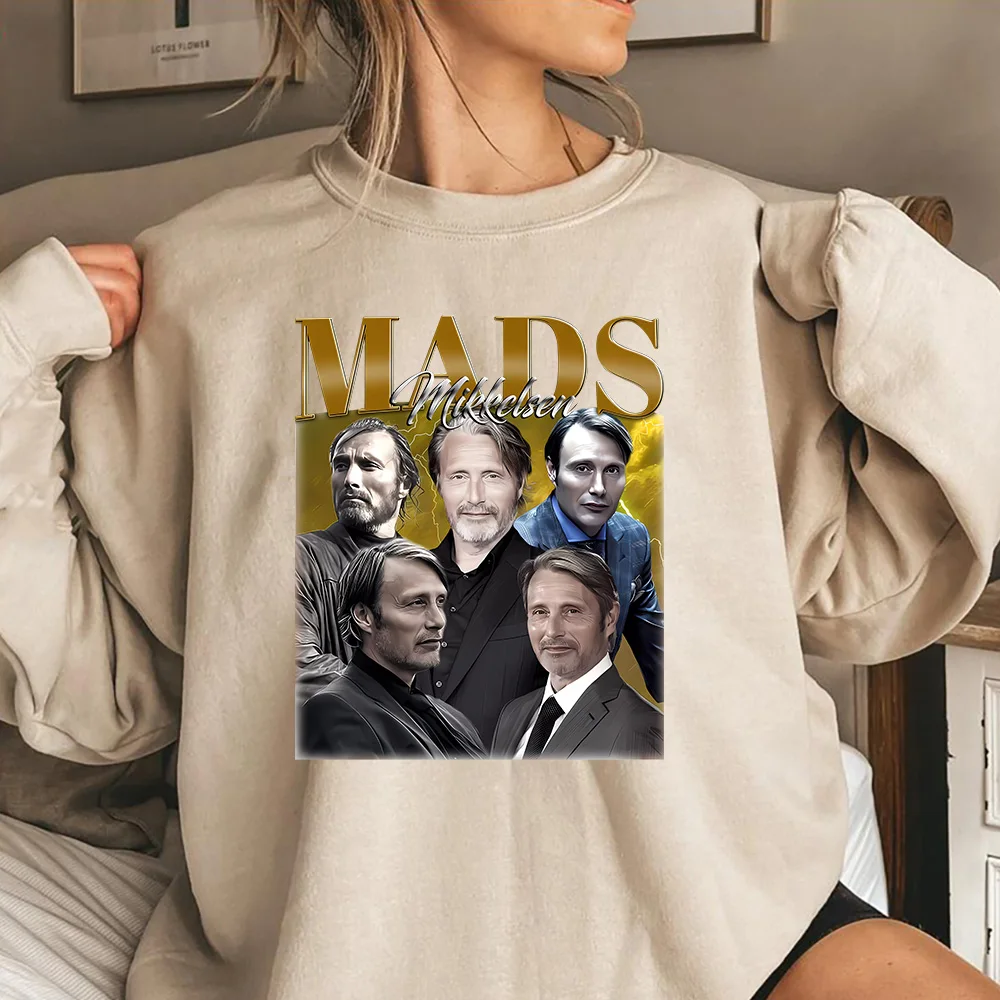 Mads Mikkelsen Sweatshirt Vintage Hannibal Lecter Shirt Mads Mikkelsen Homage Hoodie Retro 90s Hip Hop Jumper Trendy Sweatshirts