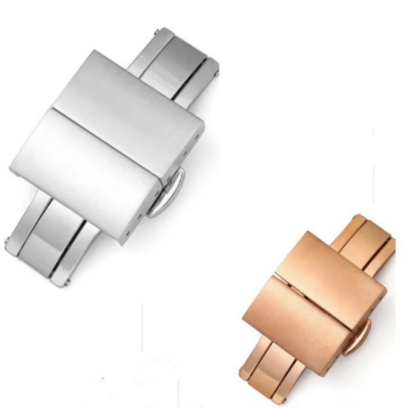 16mm 18mm 20mm 22mm Stainless Steel Watch Buckle for Universal Silicone Watch Strap Metal Double Press Watch Clasp Accessories