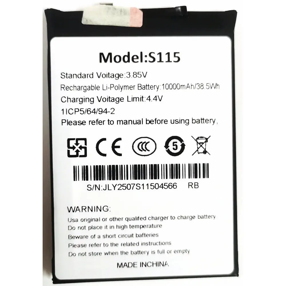 

3.85V 10000mAh S115 High Capacity Replacement Battery For Oukitel WP26 MobilePhone 1ICP5/64/94-2