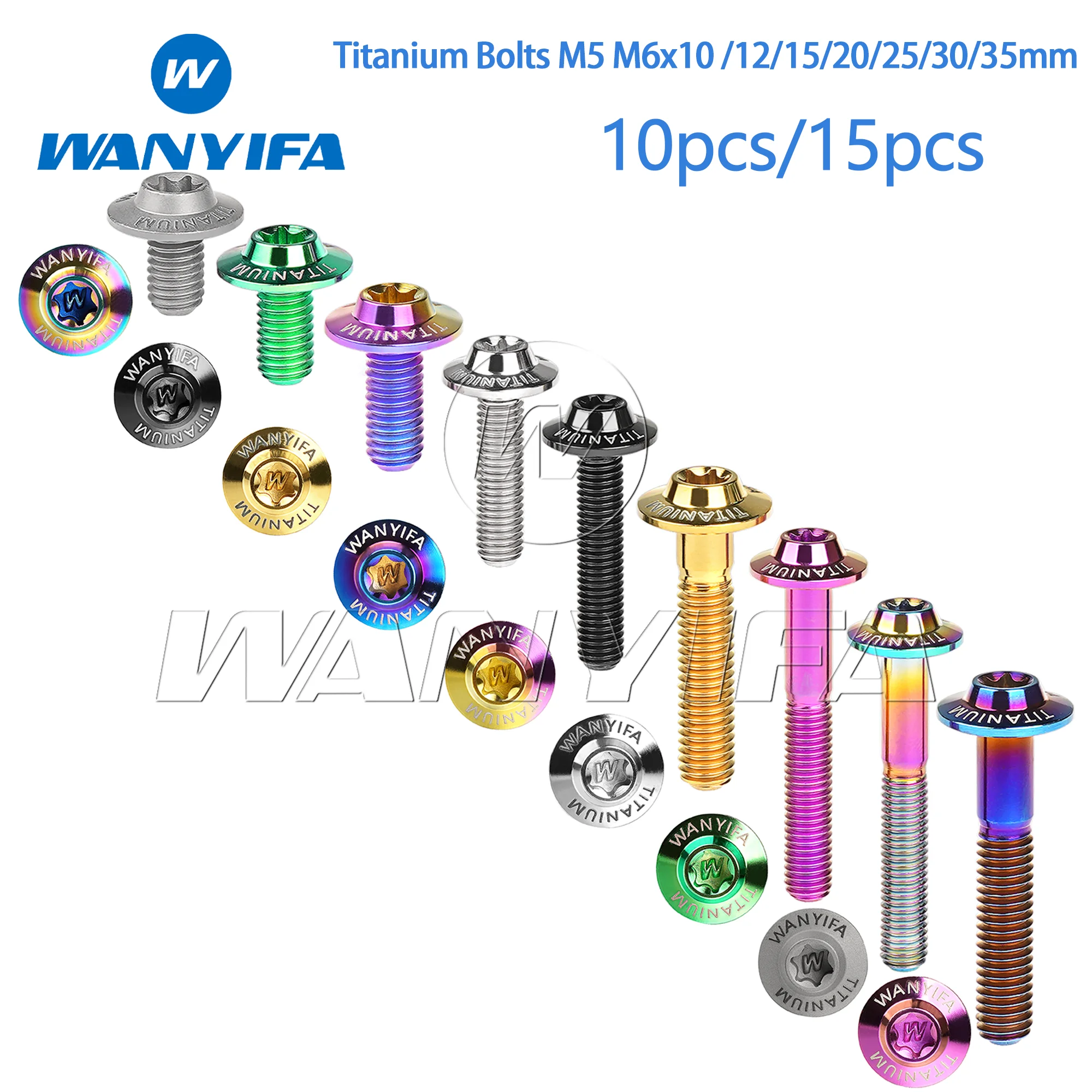 

Wanyifa Titanium Bolts M5 M6x10 /12/15/20/25/30/35mm Butterfly-Bevel Head Cap for Motorcycle Disc Brakes Inner Thread 10/15pcs
