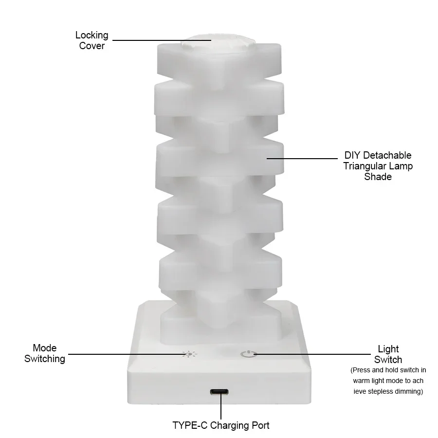 Holiday DIY Rainbow LED Desk Lamp,Color Changing Night Light,Fast Charge Bedside Lamp,Christmas Home & Bedroom Ambient Decor