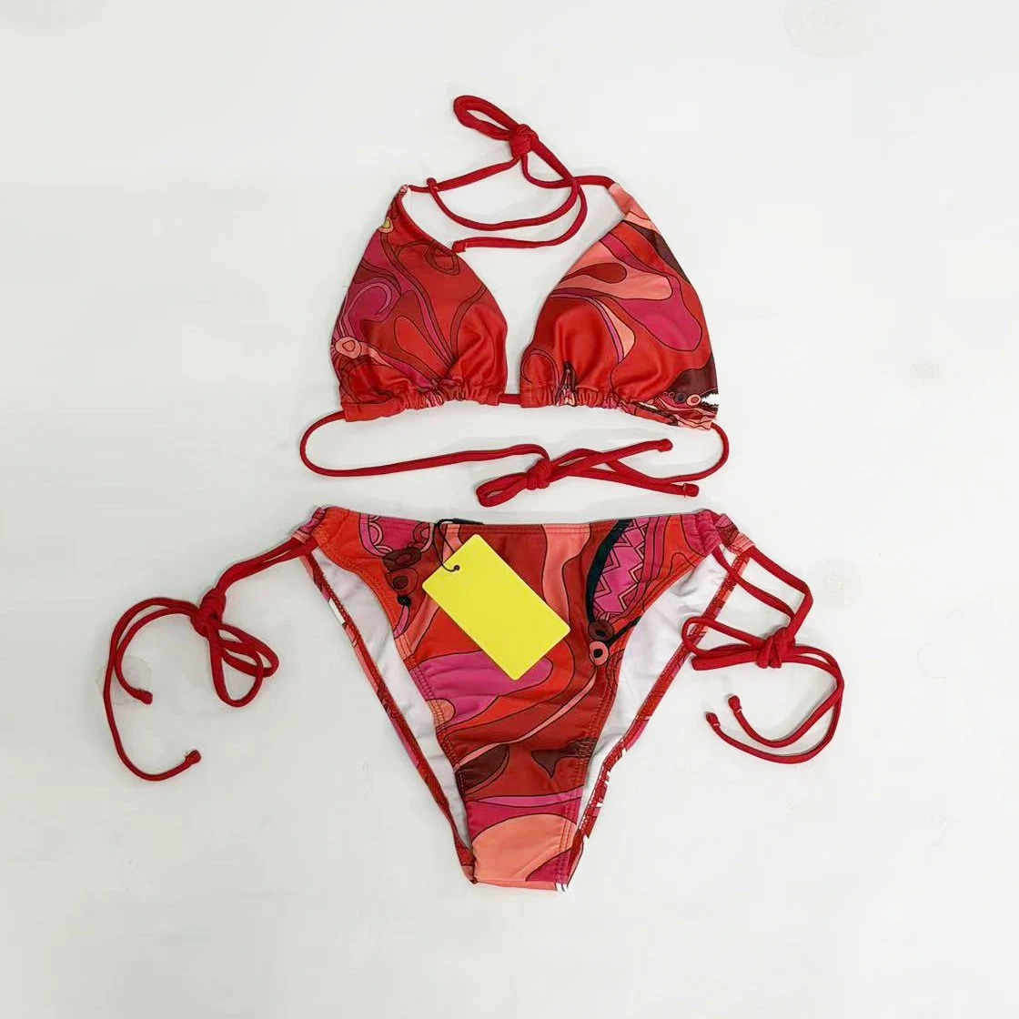 Classic Women's Red Scarf Bikini Sets with Designer Signature Letter Logo Luxury Design Women's Two-Piece Swimsuit Swimwear