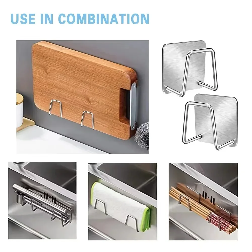 Hot Sale Self Adhesive Sink Sponge Holder, Stainless Steel Drain Storage Rack for Kitchen Rag Brush Organizer