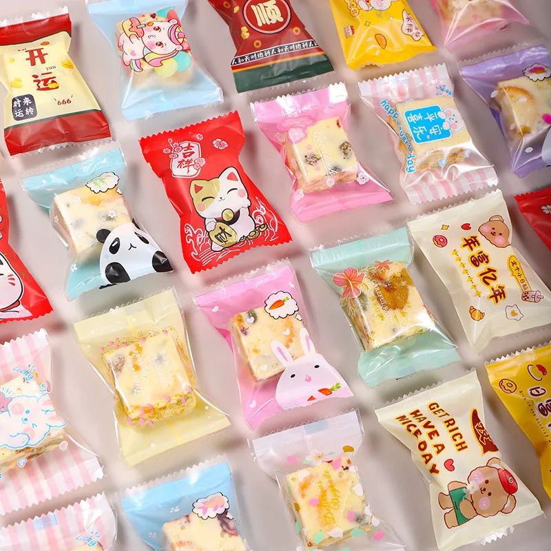 

100Pcs 5.5x8.5cm Chinese New Year Snowflake Crispy Packaging Baking Cookie Machine Sealed Candy Festive Party Gift Bags