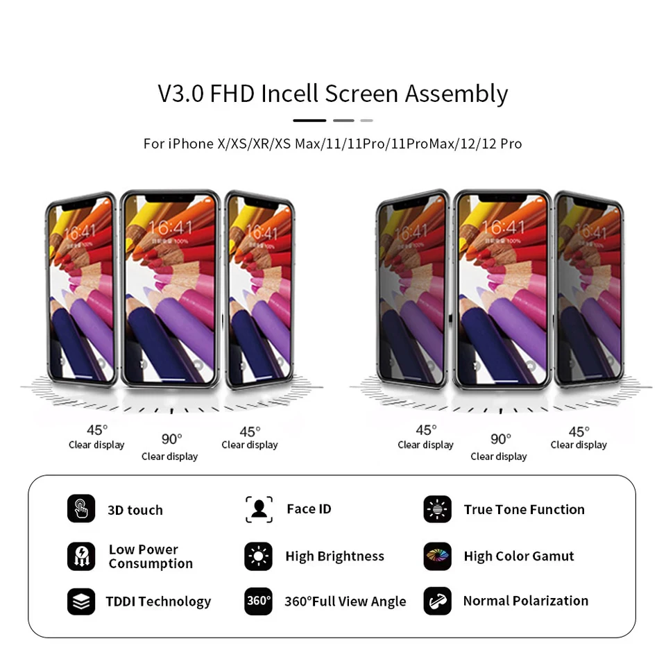 Wyświetlacz OLED do iPhone X XR XS Max 11 12 Pro Max 13 14 Wyświetlacz LCD Ekran dotykowy Wymiana wyświetlacza dotykowego 3D True Tone