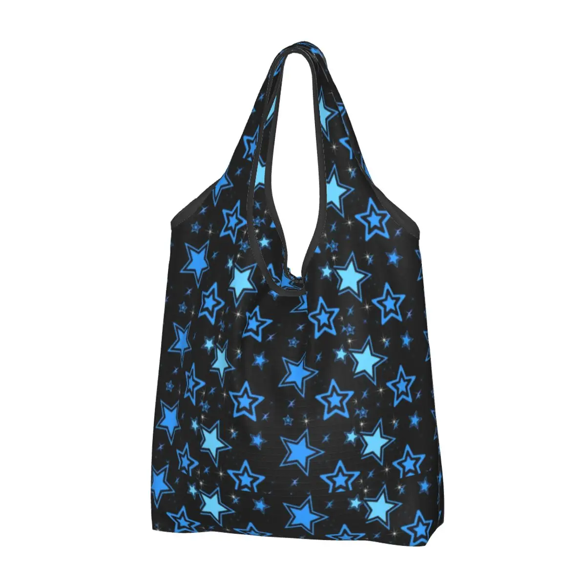 

Custom Y2K Stars Pattern Groceries Shopping Bags Fashion Shopper Shoulder Tote Bags Large Capacity Portable Handbag