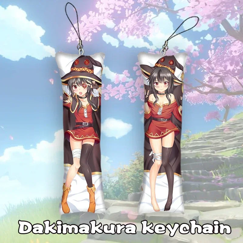 

FashionKonosuba Megumin Dakimakura Keychain Double Sided Anime Body Mini Key Chain Ornament Cosplay Anime Keychain