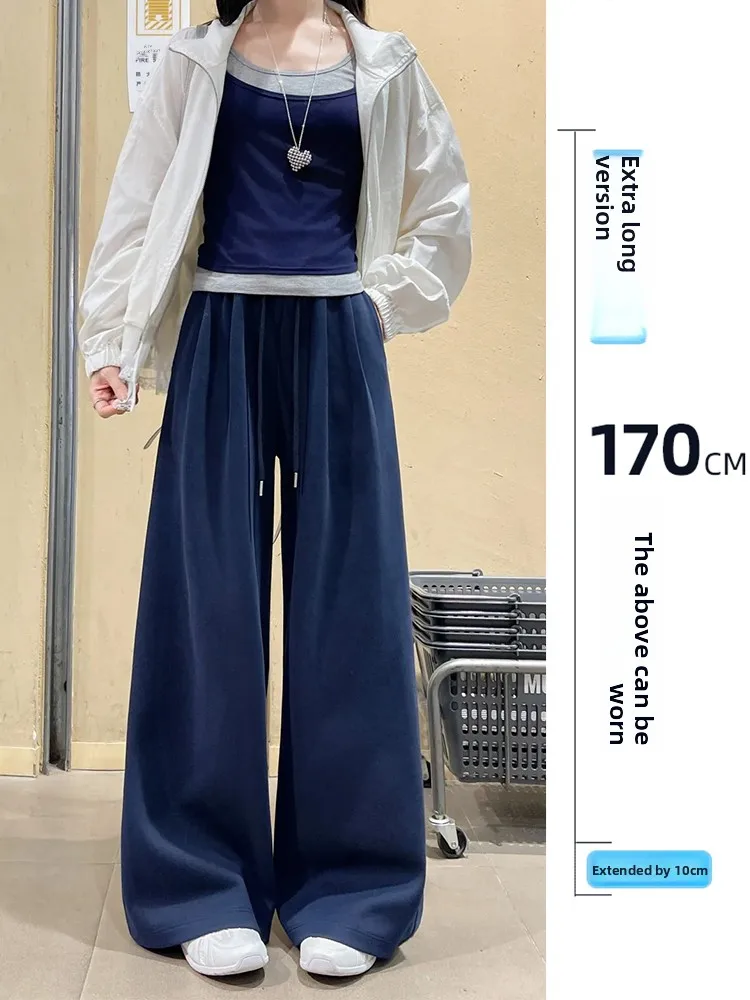 

Loose Straight Leg Dstring Sports Pants Women's Thiened Autumn Winter Wide Leg Sweatpants Casual Comfortable Trousers