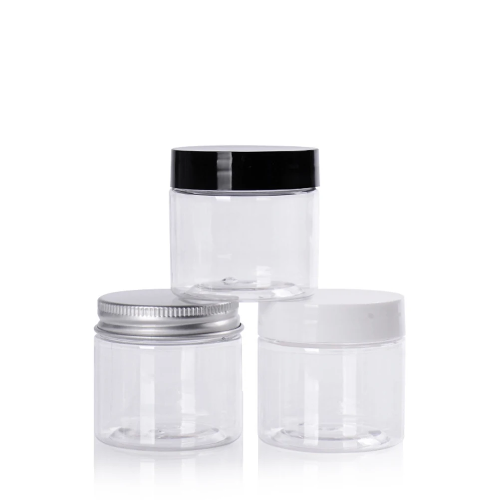 

12 pcs 50Ml Empty Wide Mouth Plastic Bottles Transparent Mask Bottle Cream Containers With Aluminum Lid For Skincare