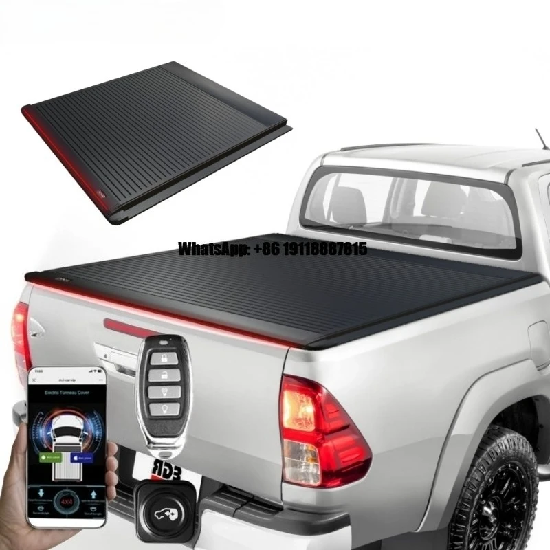 2012 2013 for Toyota Hilux Grs Revo Hamer Double Cap Roller Lid Powered Retractable Tray Trunk Bucket Cover Rear Tonneau Cover