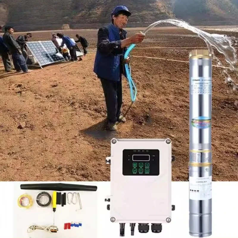 

3inch 1HP 750W 72V 200M Head Agriculture DC Solar power Submersible Borehole Deep Well Water Pump kit with solar panel