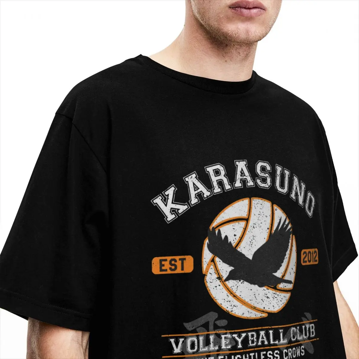 Haikyuus Hinata Karasuno Volleyball T-Shirt Men Crewneck Pure Cotton T Shirts  Crows Short Sleeve Tee Shirt Graphic Clothes