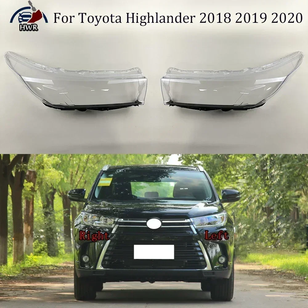 

Transparent Lampshade Lamp Shell Front Car Glass Lens Case Headlamp Caps Headlight Cover For Toyota Highlander 2018 2019 2020