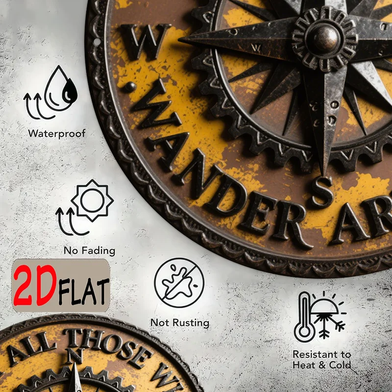 2D Flat - A 2D Flat Design Featuring a Vintage Compass And Gears, Engraved with The Phrase 