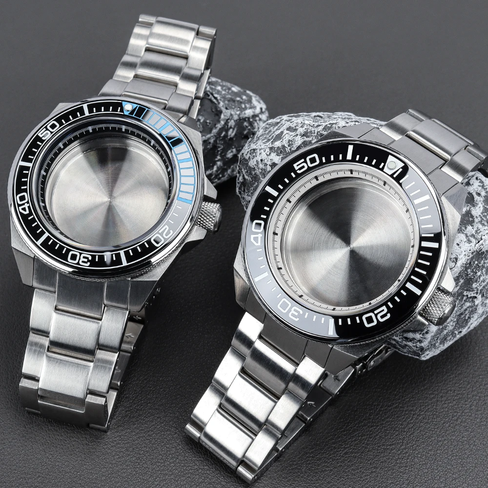 

20ATM Diving Watch Case Strap 43mm NH35 Cases For Seiko Samurai King Series Watch Case Modified Fit NH35 NH36 Movement Sapphire