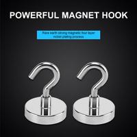 1.5kg To 66kg Small Strong Powerful Neodymium Magnet Hook Nickel Plated Hole Free Hook For Home Kitchen Workplace Office