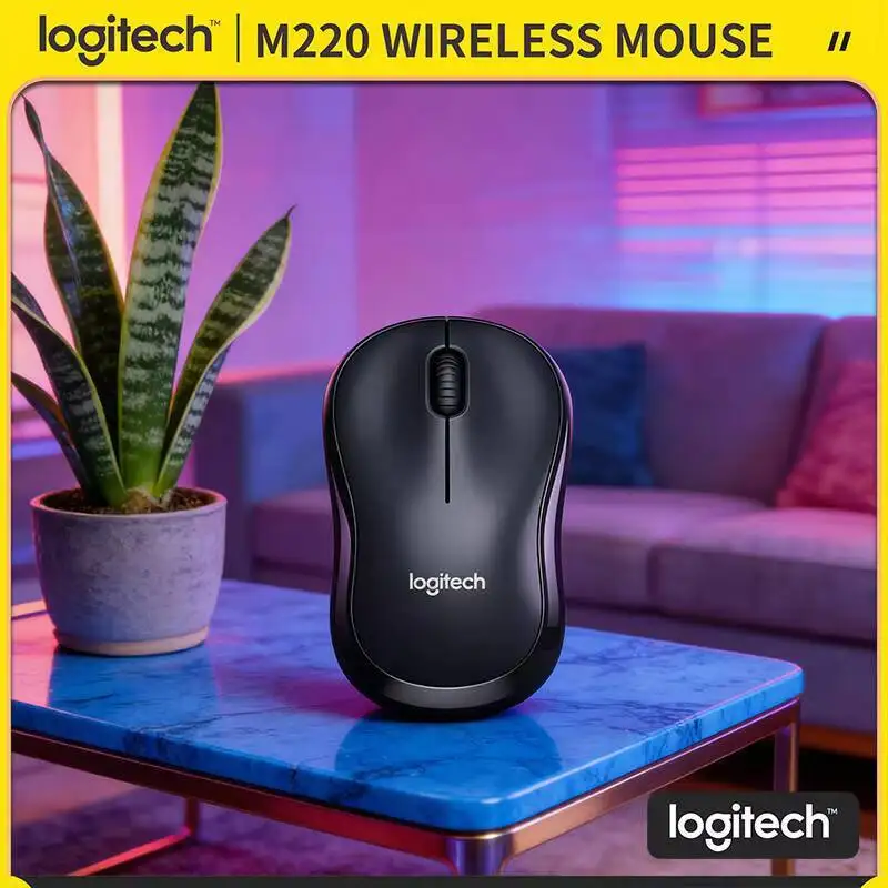 

Бесшумная беспроводная мышь Logitech M220, точность 1000 DPI, USB-подключение 2,4 ГГц, компактный дизайн, удобный аксессуар для офиса и повседневного использования