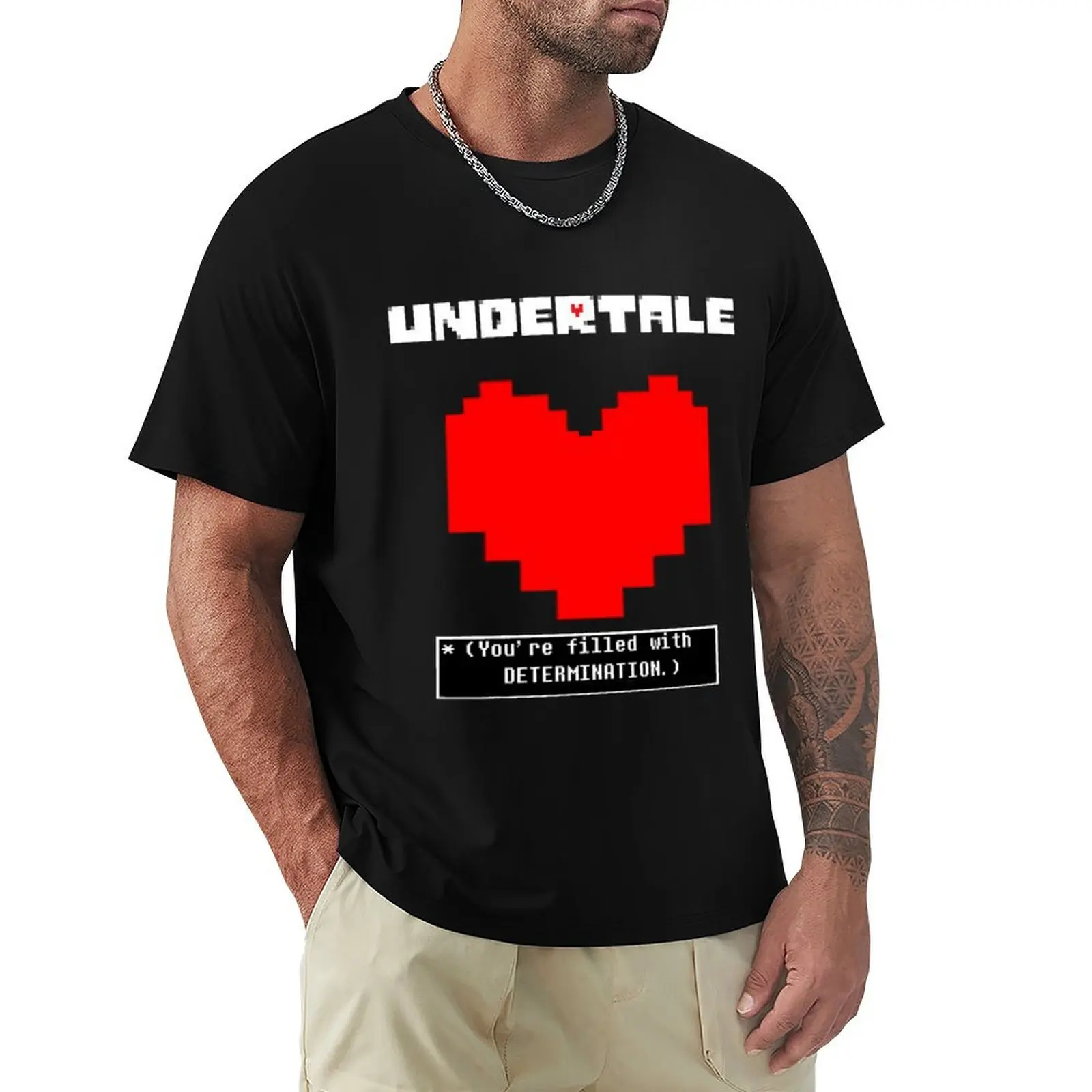 Undertale: Filled with DETERMINATION T-Shirt graphic shirts rapper graphic tees customs shirts graphic tees Short sleeve tee men