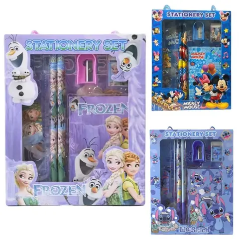 6PCS/Set Anime Cartoon Stationery Set School Gifts With Pencil Pen Sharpener Eraser Notebook Ruler