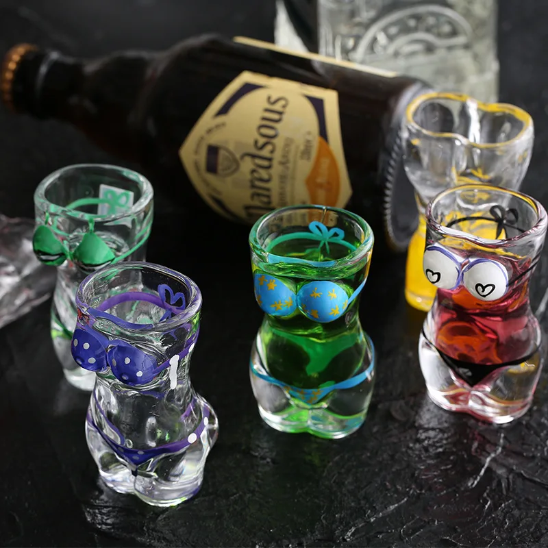 Creative Body Painting Beer Glasses Thickened Bottom Bar Party Whiskey Beer Mugs