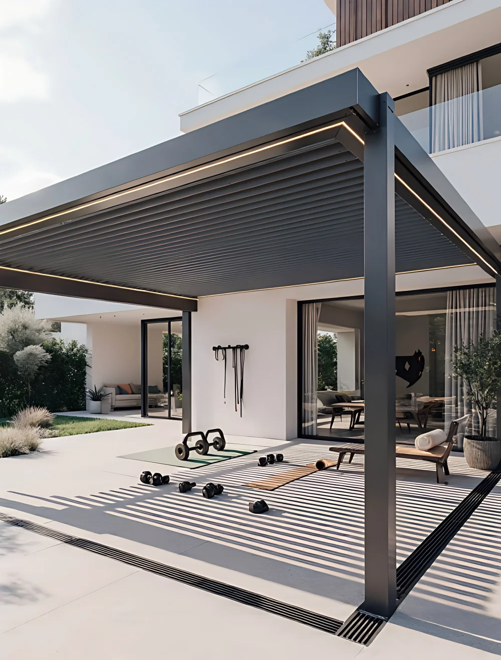 

Motorized Pergolas All Weather Aluminum Slats Powder Coated Gazebo Bioclimatic Louvered Roof Customized Pergola for Deck Canopy